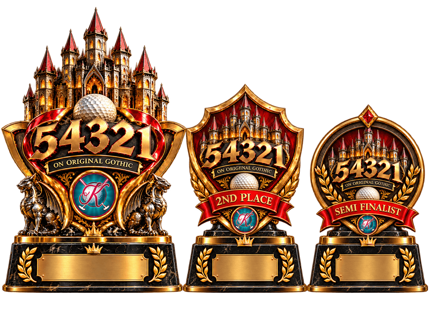 5, 4, 3, 2, 1 tournament trophies